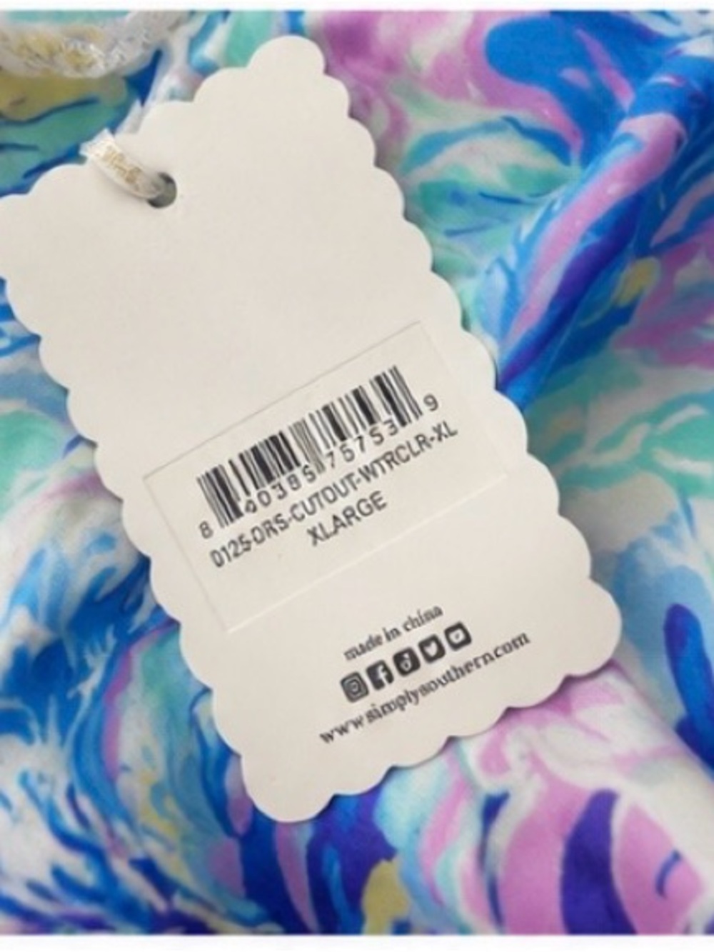 Simply Southern XL Pastel Tie Strap Tiered Dress NWT Watercolor Print Sundress - Picture 7 of 7